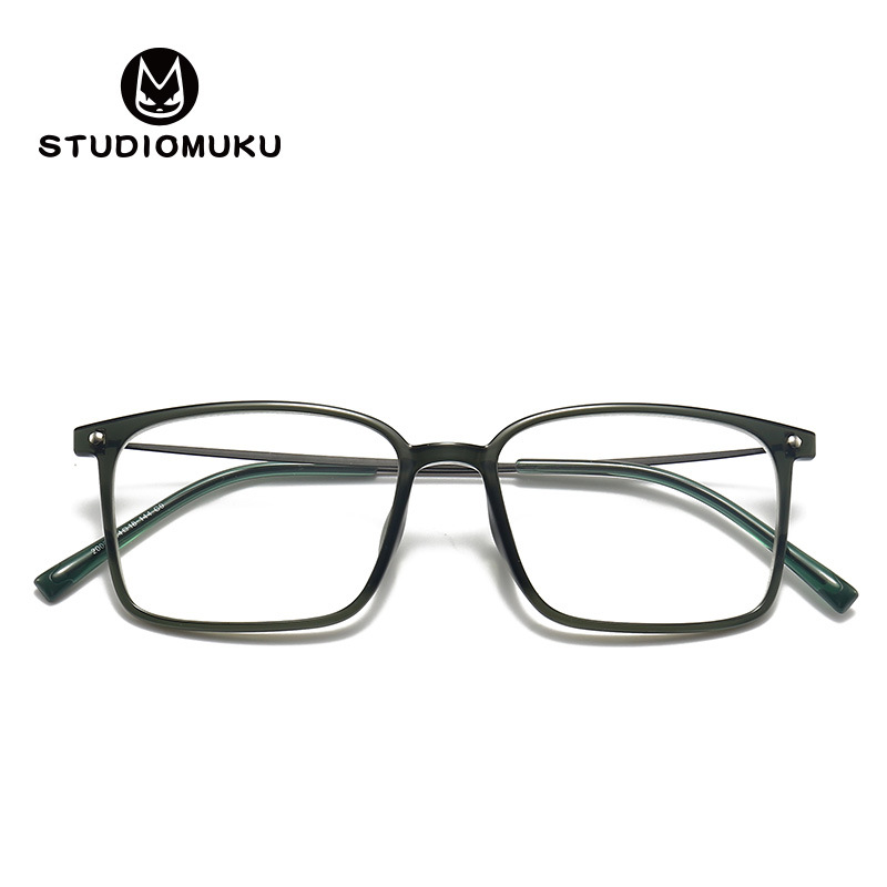 Studiomuku mu fresco gafas retro cuadrado marco grande miopía gafas ultra-luz nacional moda grande cara gafas marco image 5