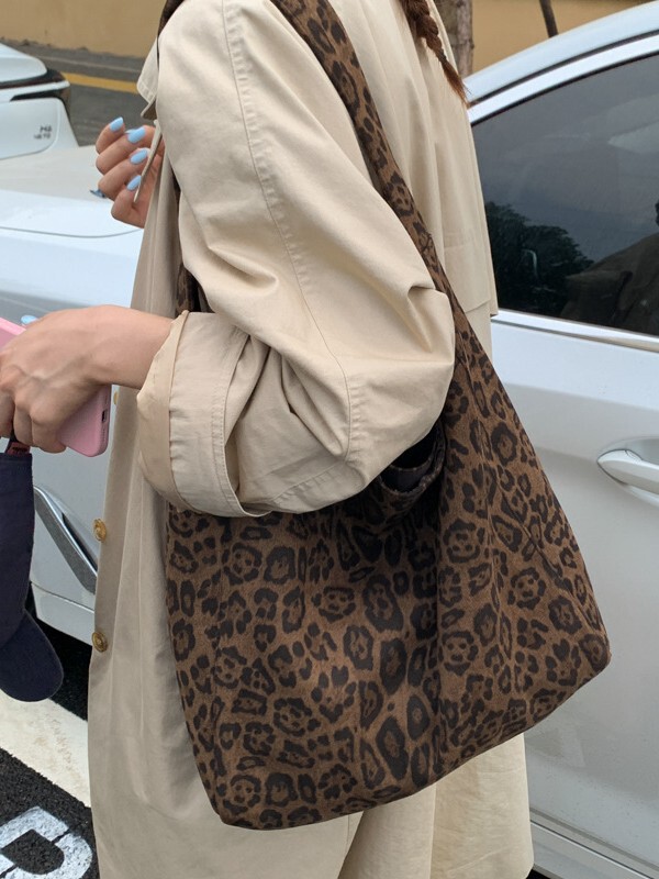 外单时尚豹纹大容量托特包2025新款女秋季复古上班通勤超火单肩包|undefined