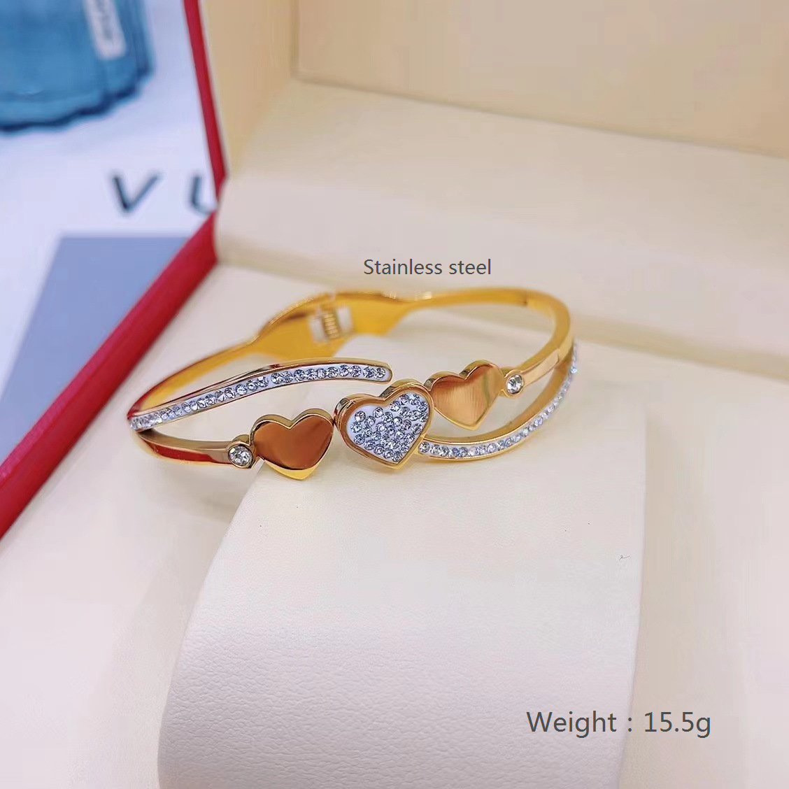 En stock fábrica directa Transfronteriza Popular electrochapado 18K pulsera de acero de titanio femenina personalidad no se desvanece moda nicho moda