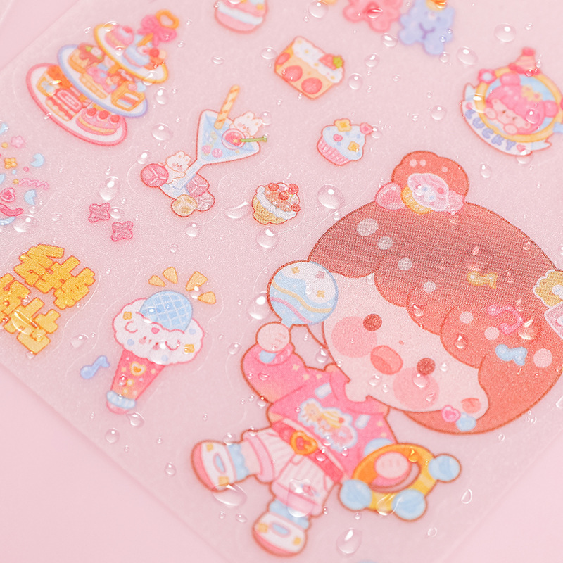 Sweet Girl Collection pegatinas de mascotas impermeables transparentes DIY pegatinas de diario de cuentas transfronterizas adorables pegatinas de tarjetas de niña hermosa