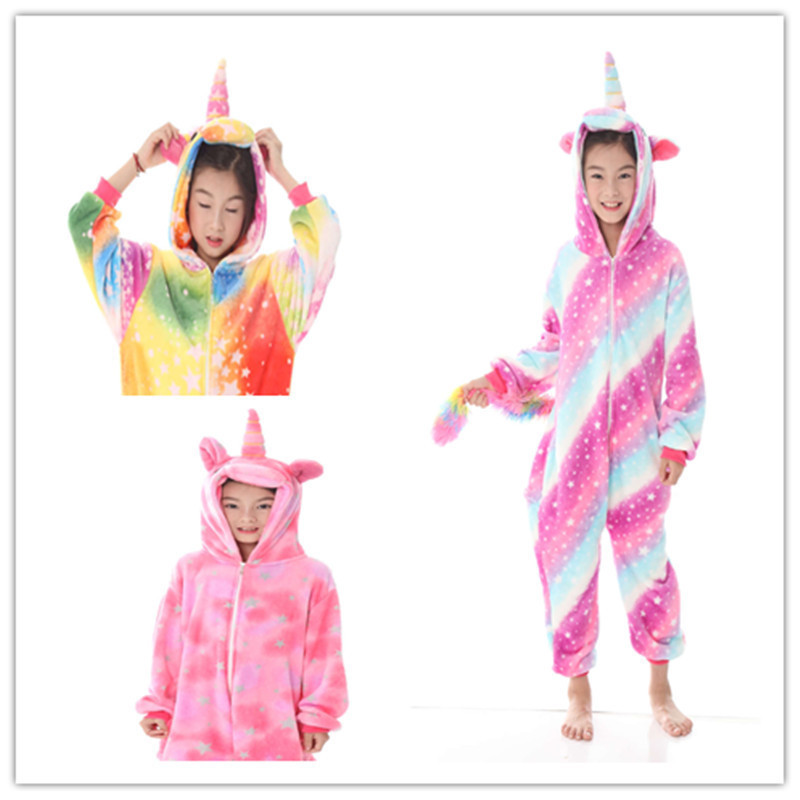 Otoño e Invierno de los niños de dibujos animados animal de una pieza pijamas Arco Iris Tianma franela León lindo manga larga homewear apoyo