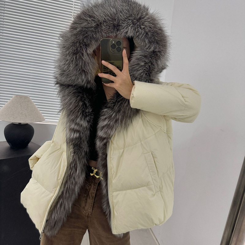 Clearance~ Off-Season Fur down Jacket with Detachable Real Fox Fur Collar, Women's Mid-Length Thickened Warm down Coat Clearance~ Off-Season Fur down Jacket with Detachable Real Fox Fur Collar, Women's Mid-Length Thickened Warm down Coat