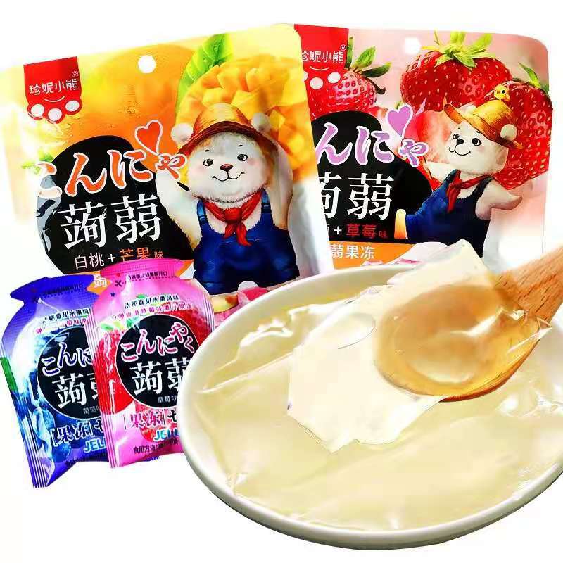 蒟蒻果冻魔芋布丁零食珍妮小熊网红低热量卡果汁型果冻下午茶