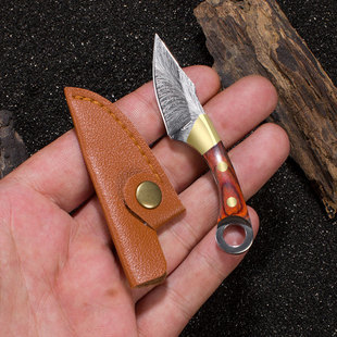 Mini Copper Handle Knife Colorful Wood Sharp Mini Portable Laser Pattern Keychain Pendant Unpacking Express Unpacking Knife
