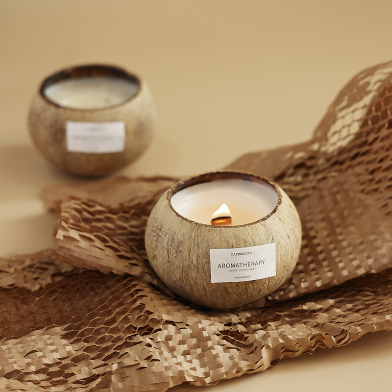 Xiangyu Creative Gift Coconut Shell Aroma Candle Gift Box Niche Bedroom Aroma Long-lasting Fresh Sea Breeze Series