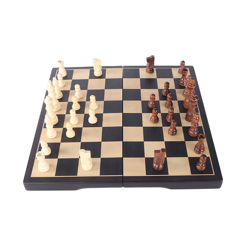 Ajedrez de madera maciza de alta calidad con tablero de ajedrez plegable portátil magnético juguete educativo del juego del estudiante de los niños