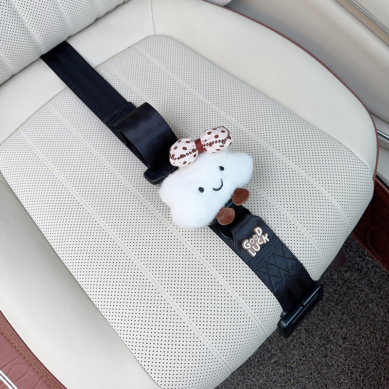 Qìchē – Maternity Seatbelt Adjuster Car seat belt - three-point-anti-strangle-seatbelt-black-beige-bow-white-cloud