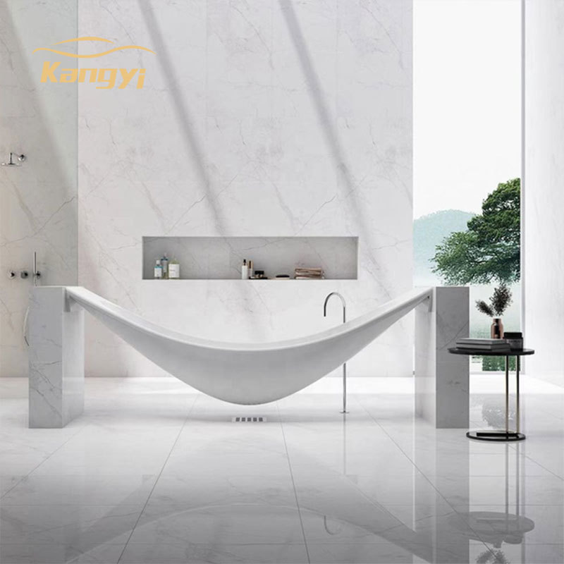 New Innovative Hammock Bathroom Single Bathtub Ceramic Thermostatic Bathtub Apartment Villa Deep Soaking Pool Curved Bathtub