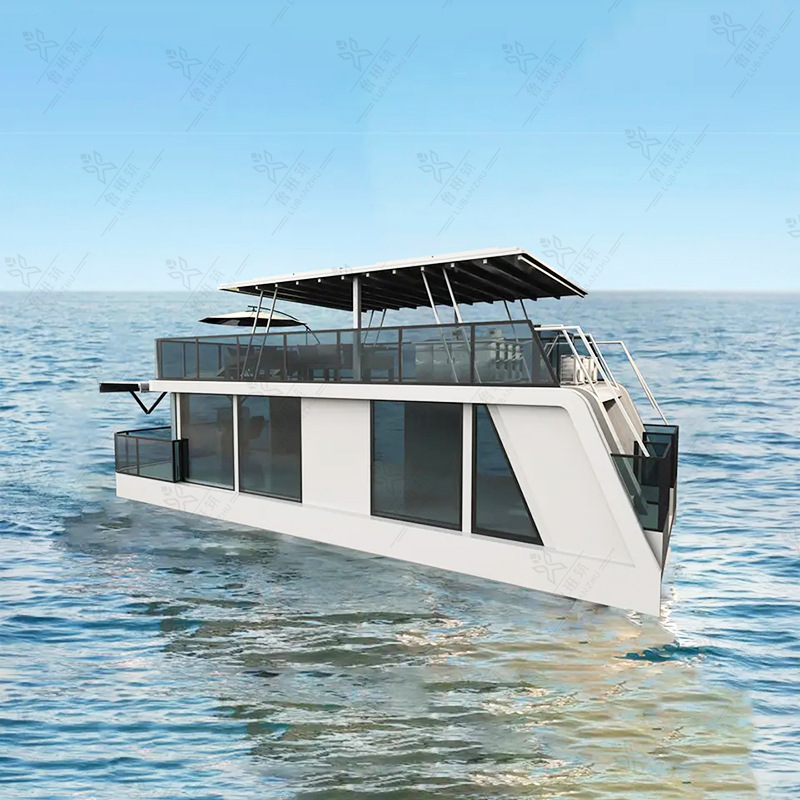 Vista al mar sobre el agua estática móvil turismo de pesca de lujo casa de barco aislada acústica lago restaurante resort hotel