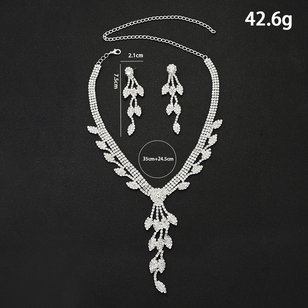 Europa y los Estados Unidos de lujo collar de diamante set pendientes de boda hojas bordilla accesorios collar