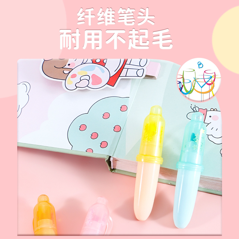 Amazon venta caliente mini bolígrafo 5 colores resaltador para niños DIY graffiti marcador de línea de puntuación de bolígrafo resaltador