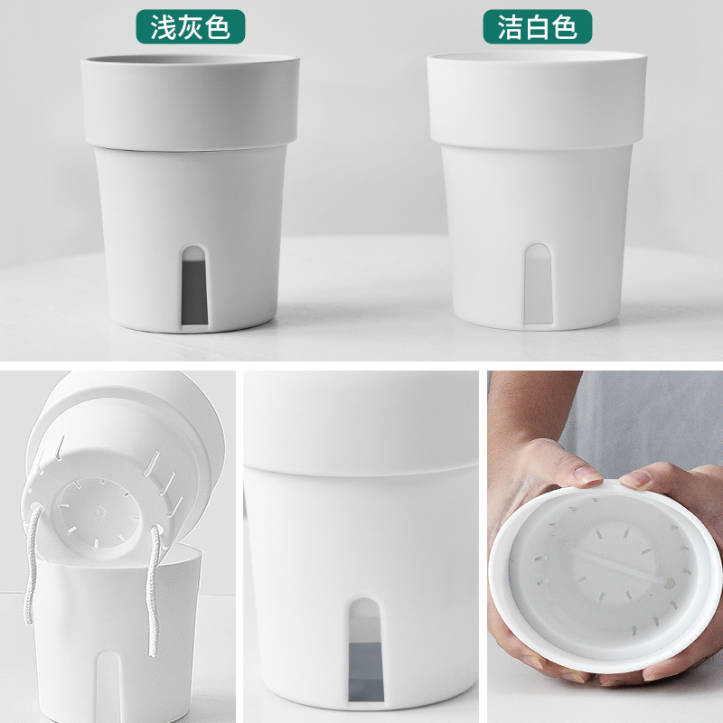 白色新款加厚塑料花盆綠植綠蘿花盆樹脂大號家用園藝栽樹花盆批發