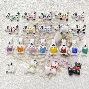 Naughty Baroque Style Cute Dog Ceramic Buttons Highland Loose Beads DIY Handmade Beaded Bracelet Necklace Accessories