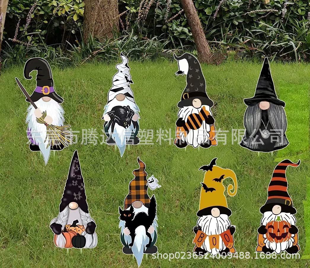 2022万圣节侏儒地精花园装饰插牌鬼节万圣节小矮人庭院塑料地插