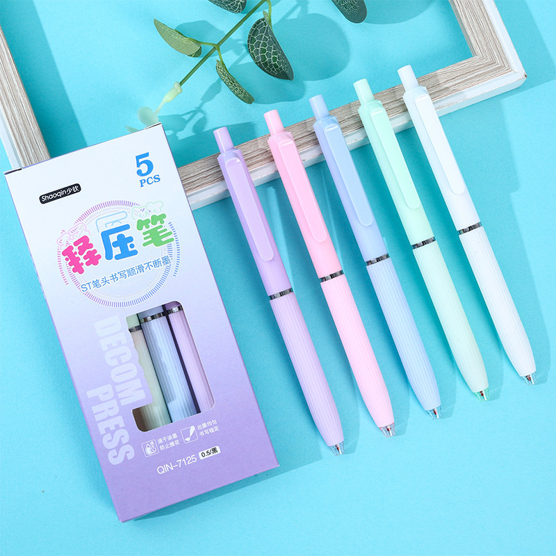 Europa Baoins bolígrafo de presión de resorte de alto valor facial vaina de descompresión de 0.5 mm suave y rápido secado lápiz de cepillo neutro