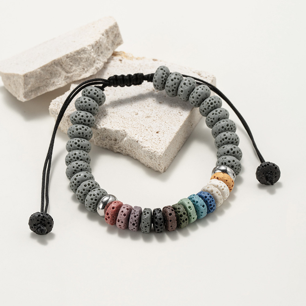 Casual Simple Style Geometric Volcanic Rock Drawstring Bracelets In Bulk display picture 17