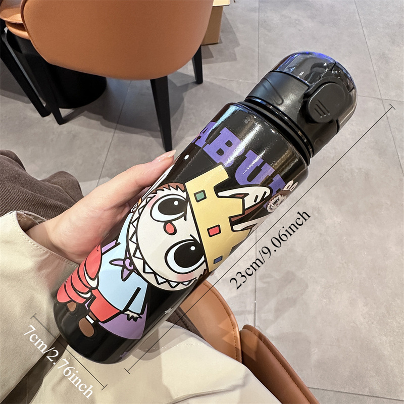 高颜值可爱型拉布布水杯弹跳盖便携车载杯细长款代发水杯|undefined