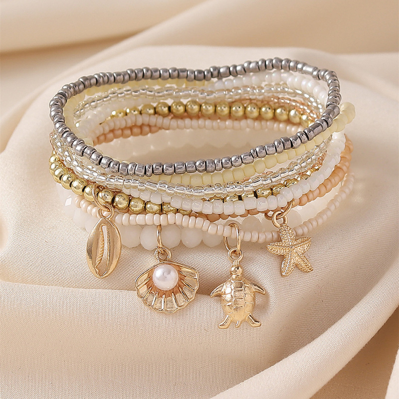 Cross-Border Popular Bohemian Style Multi-Layered Elastic Bracelet Bracelet Set Ocean Style Beach Jewelry for Women Cross-Border Popular Bohemian Style Multi-Layered Elastic Bracelet Bracelet Set Ocean Style Beach Jewelry for Women