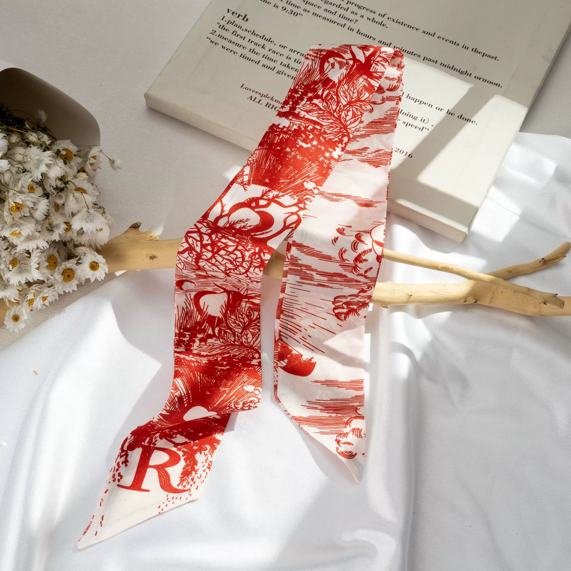 Silk Scarf Hairband (Suhang) long streamer 89×3.8 cm, lightweight gift box option
