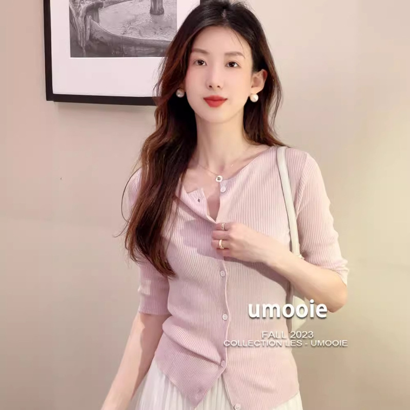 UMOOIE 中袖天丝桑蚕丝开衫 空调衫|undefined