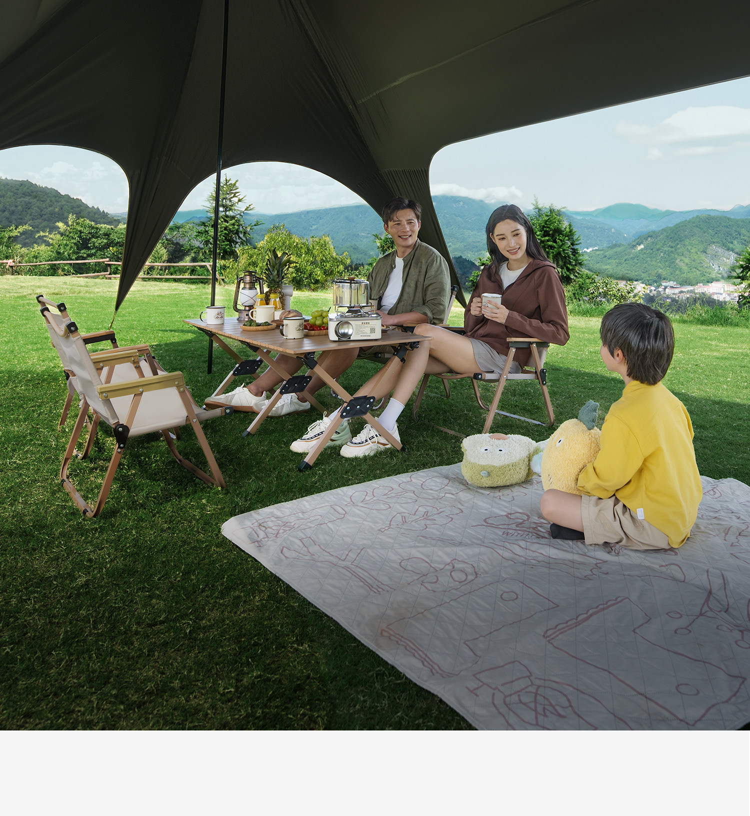 Explorer Yilan's New No-Build Canopy, Integrated Outdoor Black Glue Quick-Open Tent, Camping Sunshade Tent Cloth