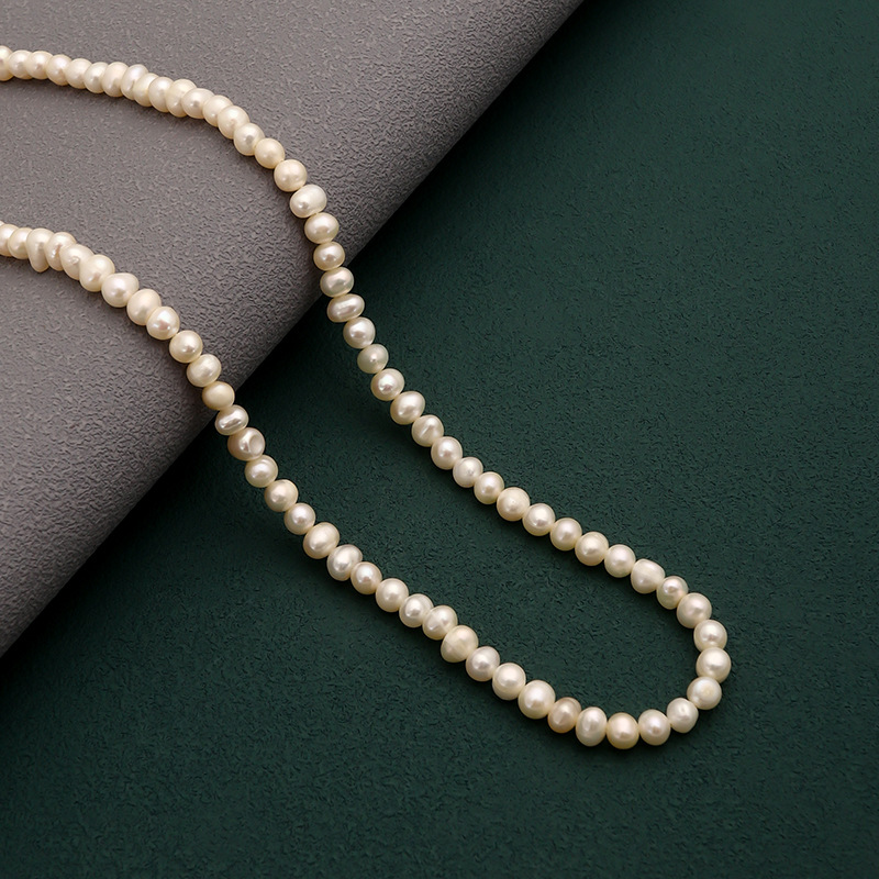 20g Weight Necklace Classification 1 Piece Quantity Daily Occasion Freshwater Pearl Material Solid Color Pattern Women'S Gender Beaded Design Fashion Style 1 Piece Fashion Solid Color Freshwater Pearl Beaded Necklace 4