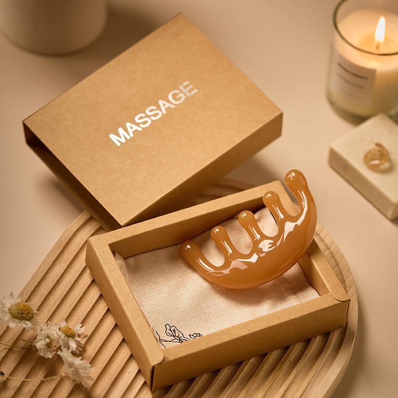 Peine de masaje de resina personalizado de cinco dientes para rascar los meridianos de la cabeza y la nariz, peine de delfín de cinco garras para relajación de la cabeza y relajación muscular, herramienta de masaje para la cabeza.