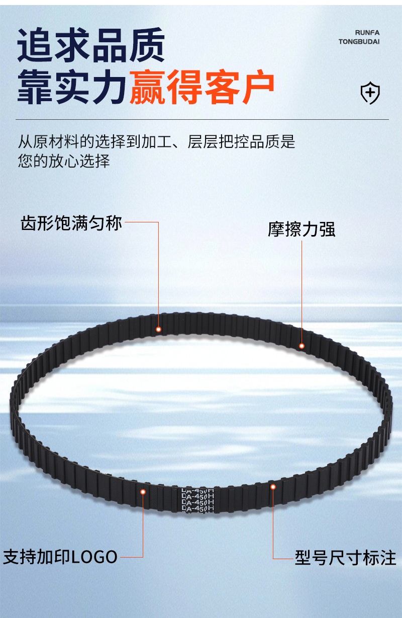 Double-sided toothed rubber timing belt, thickened for packaging machinery, mask machine industrial belt, H-type double-sided rubber transmission belt