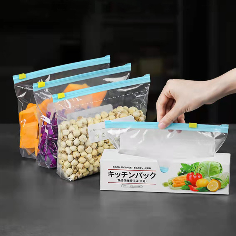 Food Sealed Bag Zipper Sliding Cable Fresh-keeping Bag Special Storage Bag for Refrigerator and Freezing Household Thickened Pocket