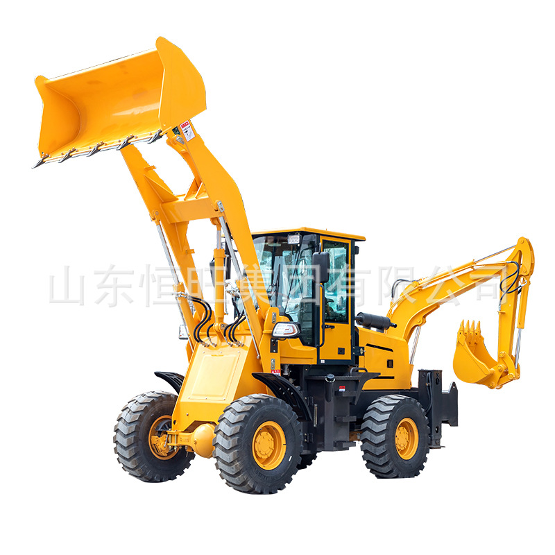 Excavadora de dos extremos ocupada, excavadora delantera y trasera, máquina integrada, retroexcavadora multifuncional, cargadora hidráulica de ruedas, dos extremos ocupados