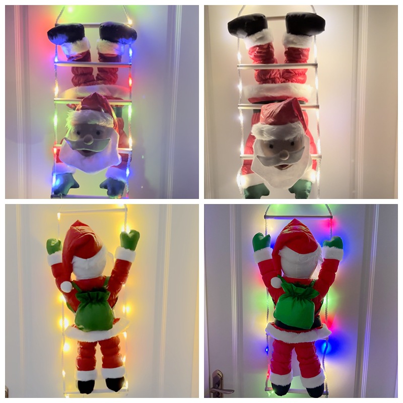 LED Cadena de luz abajo Santa Claus escalera colgante muñeca transfronteriza decoraciones navideñas adornos de Santa Claus