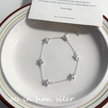 欧尼 韩版S925纯银花朵链条手链女小众设计ins甜美风五朵花瓣手饰