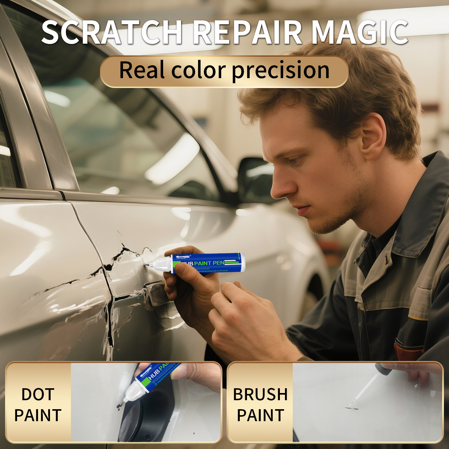 Cross-Border Car Paint Touch-Up Pen Brush Tip 12ml Car Paint Scratch Repair Pen Pearl White Glossy Matte Black