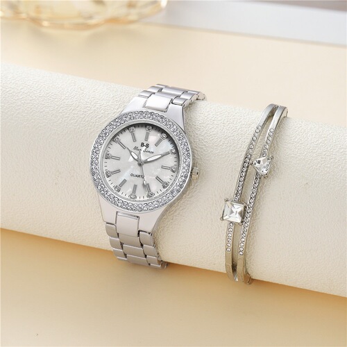 22 years new steel belt diamond ladies bracelet watch luxury fashion gift box watch bracelet two-piece quartz watch