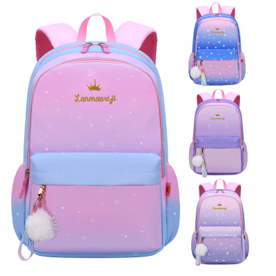 Trend pupil schoolbag girl student Gradient color Backpack capacity light comfortable junior middle school girl student knapsack