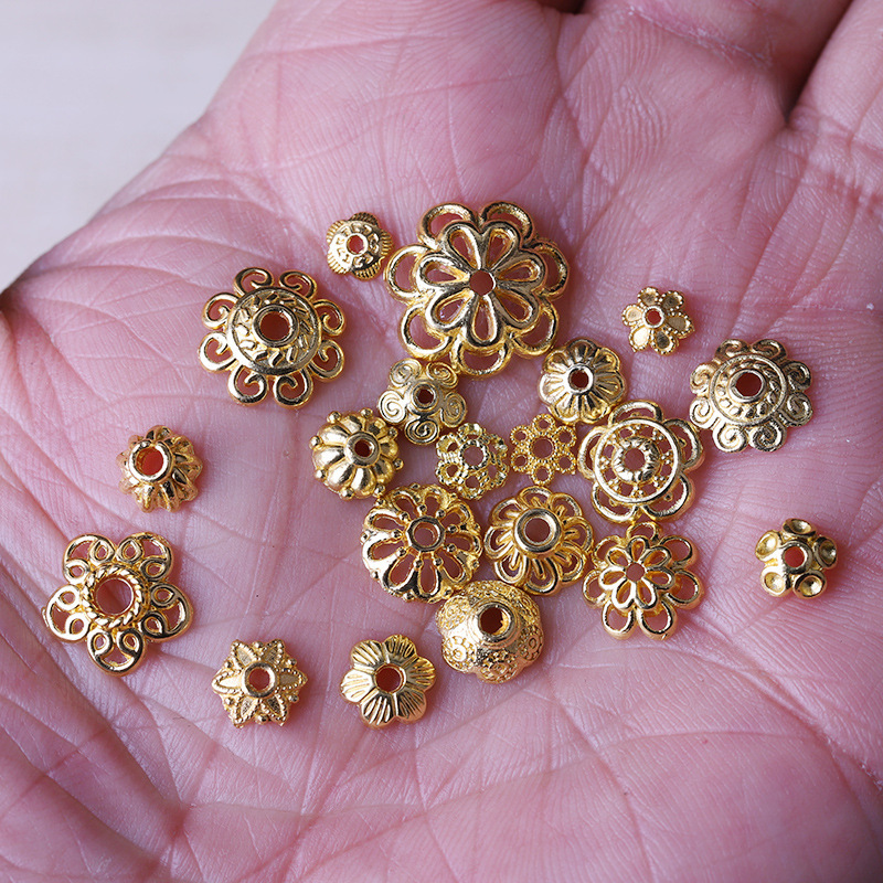 New All-Gold Flower Holder, Gold-Plated DIY Jewelry Material, Xizang Silver Accessories, Flower Holder Flower Hat