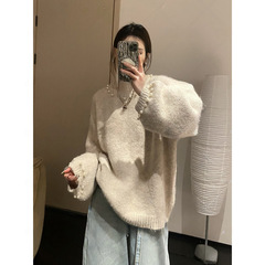 YS温柔风穿搭重工钉珠长袖毛衣女秋冬气质慵懒风显瘦针织衫上衣