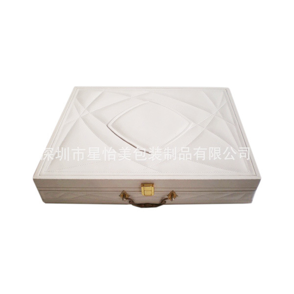 白色PU皮革化妆品盒美容院精油护肤品大气包装礼盒