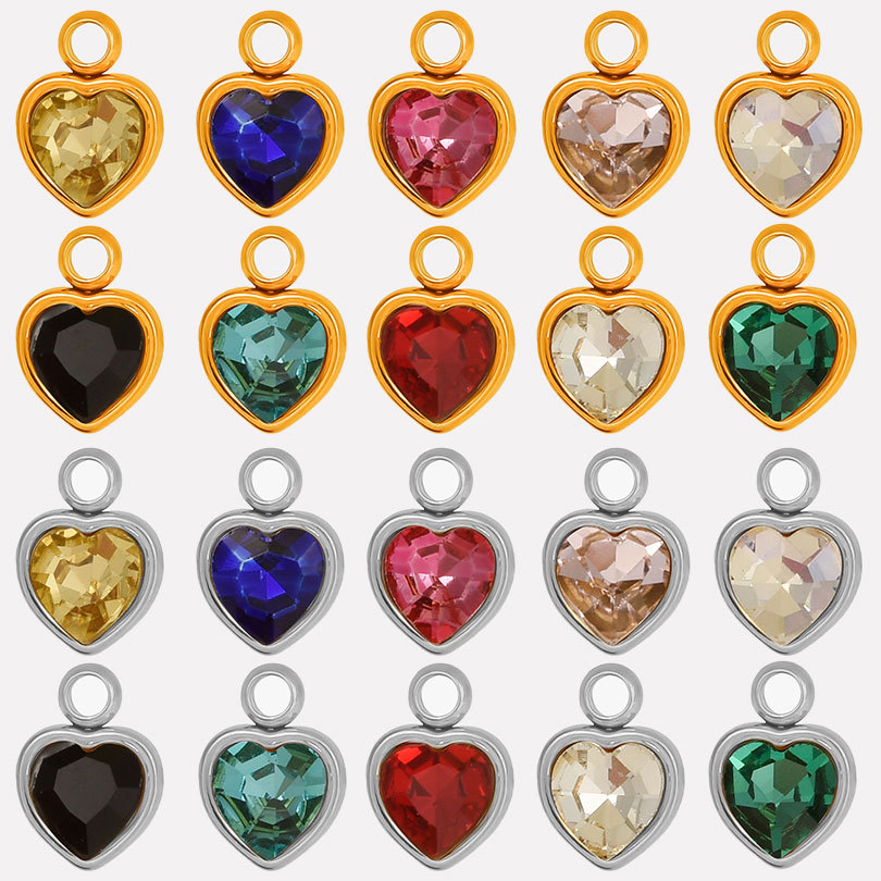 304 stainless steel new love water drop pendant set glass diamond exquisite necklace diy necklace earrings pendant jewelry