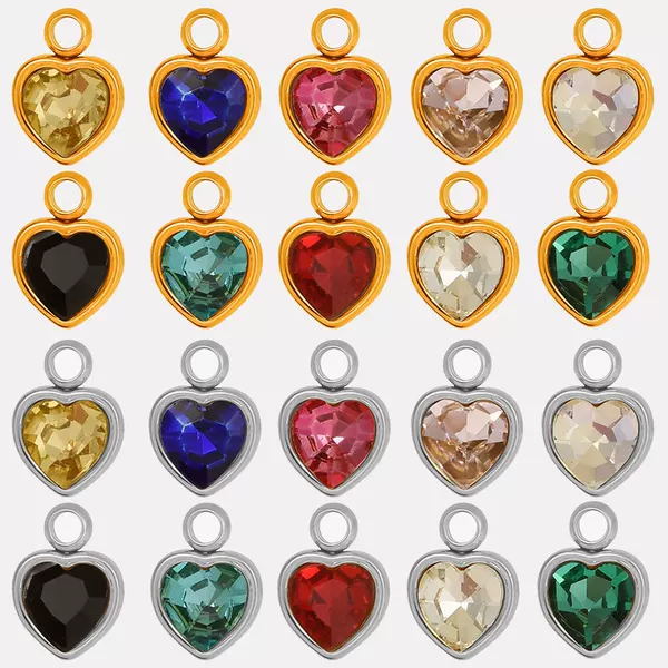 304 stainless steel new love water drop pendant set glass diamond exquisite necklace diy necklace earrings pendant jewelry