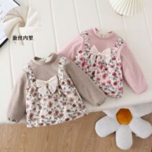 宝宝罩衣 夹棉围裙外穿秋冬防脏围兜护衣婴儿反穿衣  儿童倒穿衣