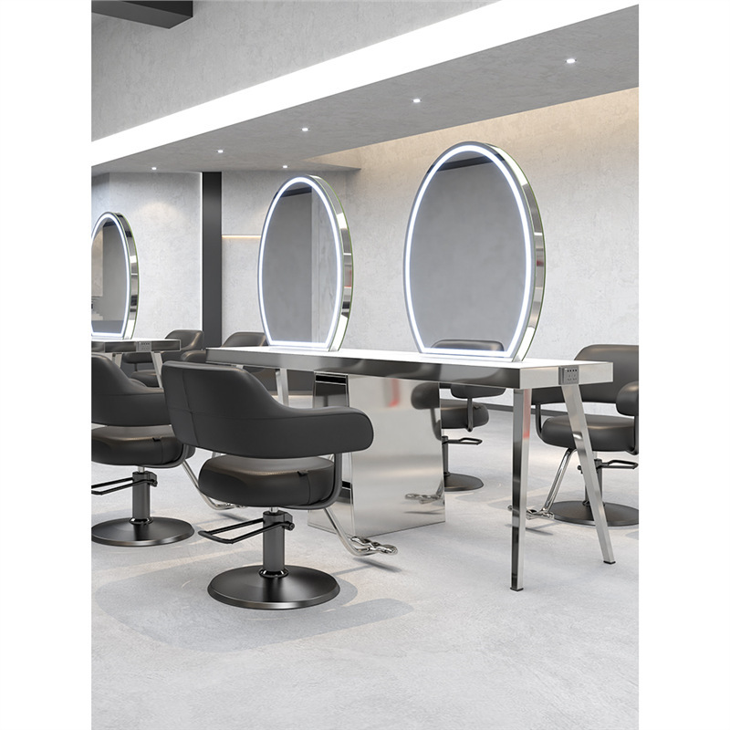 新商品理髪店シンプルパーマ染め美髪鏡台ヘアサロン専用カット鏡ステンレス美髪潮店鏡台|undefined