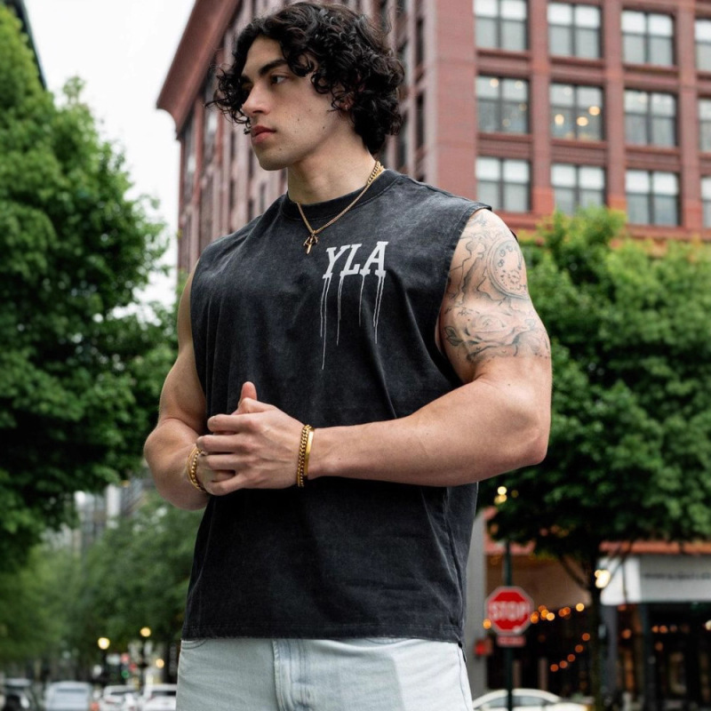 Youngla American Style Summer New Men's Vest Jogger Gym Sports Fitness Sleeveless T-Shirt Top