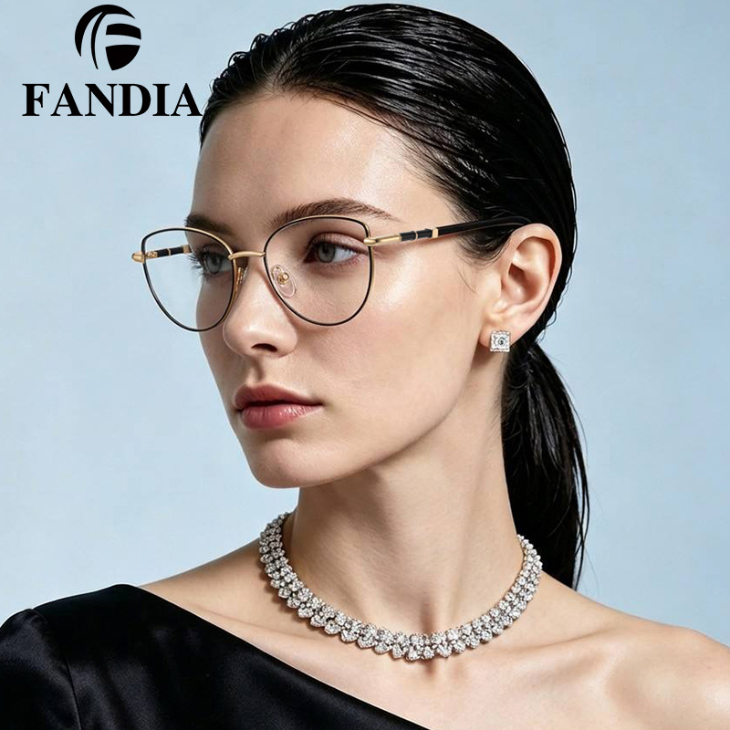 81566 nuevo marco de color transfronterizo gafas anti-luz azul damas pie de resorte de color espejo óptico de marco pequeño con espejo