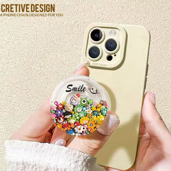 Muñeca de arcilla flor redonda airbag soporte adhesivo tipo teléfono móvil adhesivo espalda 360 ° tarjeta plegable telescópico giratorio