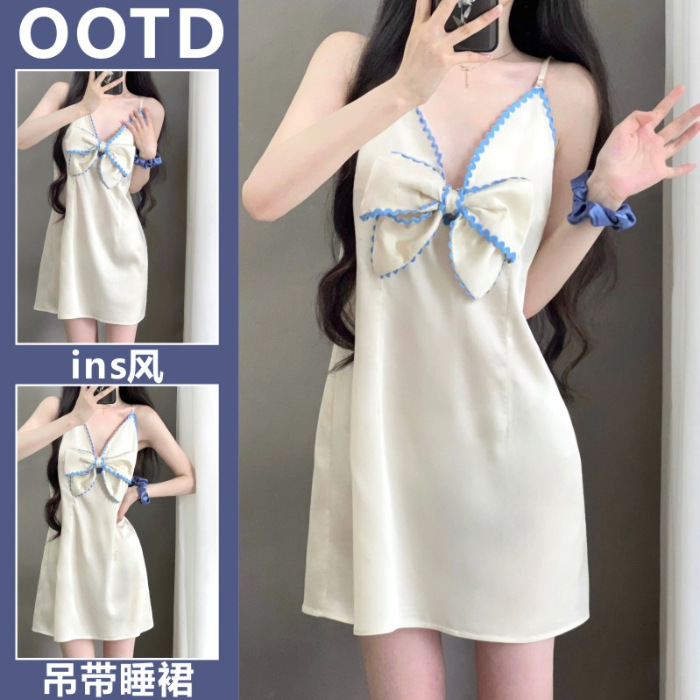 Verano nuevo vestido de pijama de mujer corta