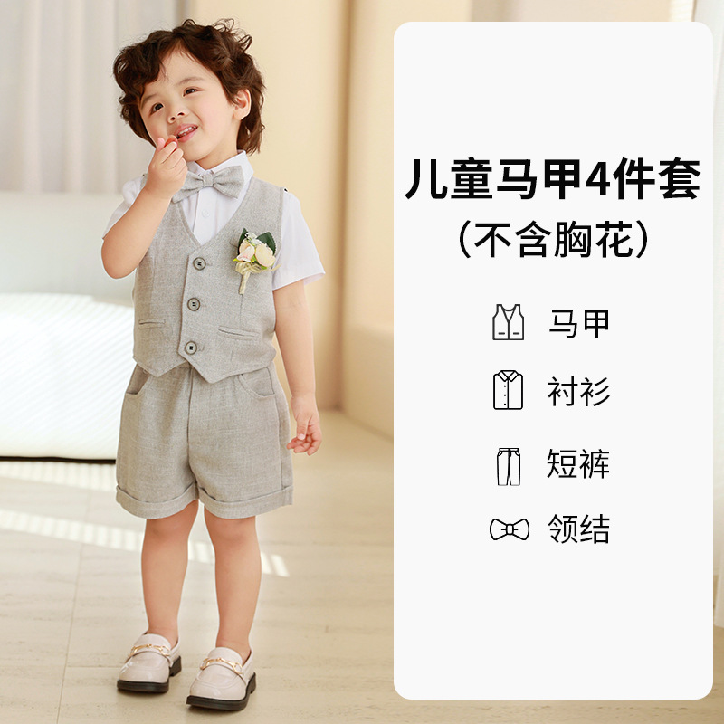 Traje para niños, traje de chaleco, vestido de verano para bebés, anfitrión de cumpleaños, traje de piano para niña de las flores para niños