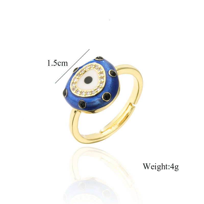 Fashion Blue White Two-color Oil Dripping Devil's Eye Opening Ring display picture 1