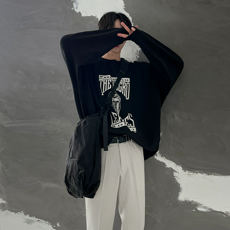 [Распродажа] Хлопковый пуловер-свитер, мужской свободный Модный Универсальный осенний топ с алфавитом и круглым вырезом, модный в Корейском стиле