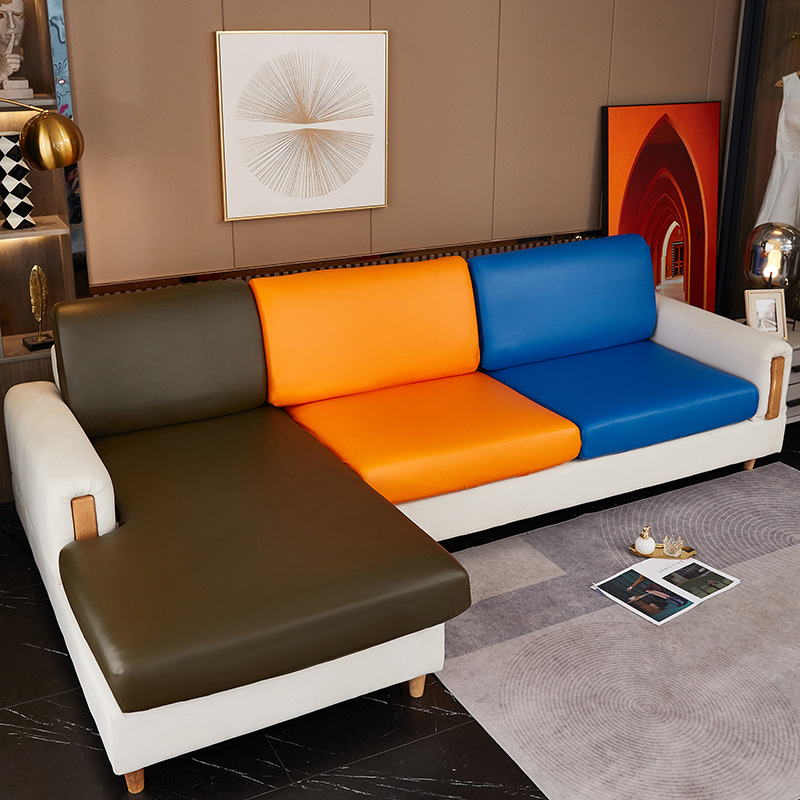 Cross-border Waterproof Leather Sofa Cushion Cover Solid Color Wash-free Sofa Hat Shower Cap Type Waterproof Sofa Cover Cushion Cover